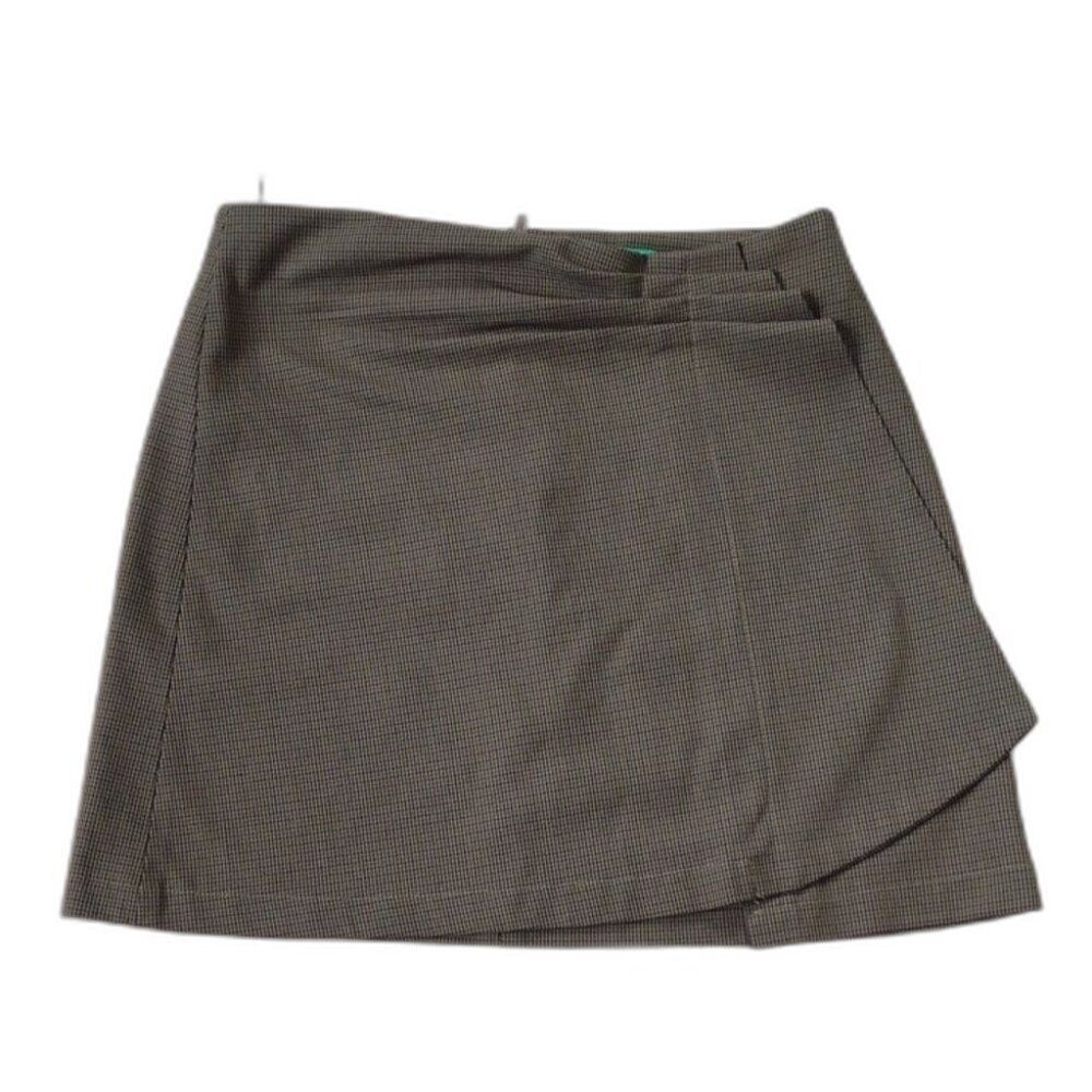 United Colors of Benetton Tan and Brown Houndstooth Mini Skirt Size 6